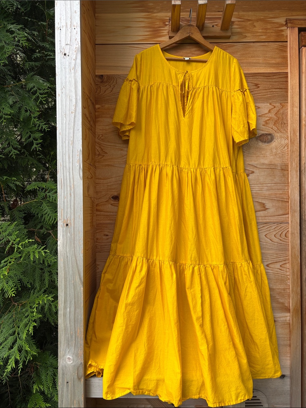 J.Crew Tiered Cotton Voile Beach Dress XL Warm Sunflower Yellow Maxi - Picture 6 of 8